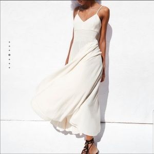 Zara Cream Linen Blend Maxi Dress